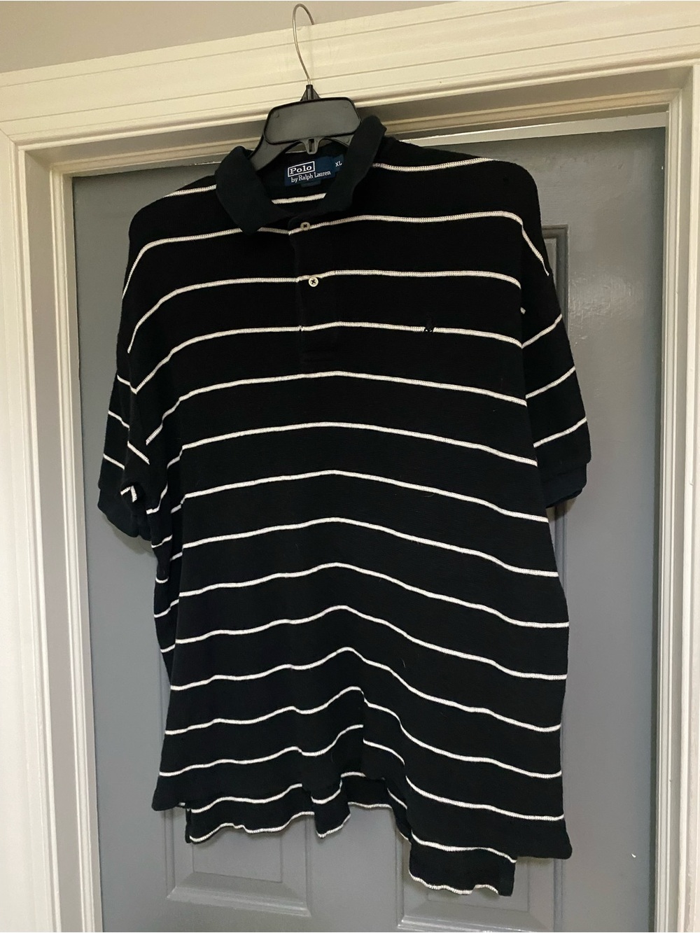Ralph Lauren Black Polo with White Stripes